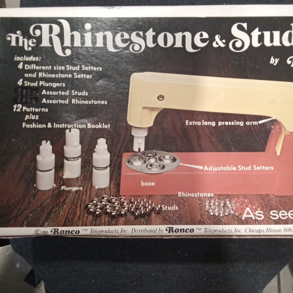 Vintage Ronco Rhinestone &Stud Setter Kit In Box Great Condition Vintage Fashion